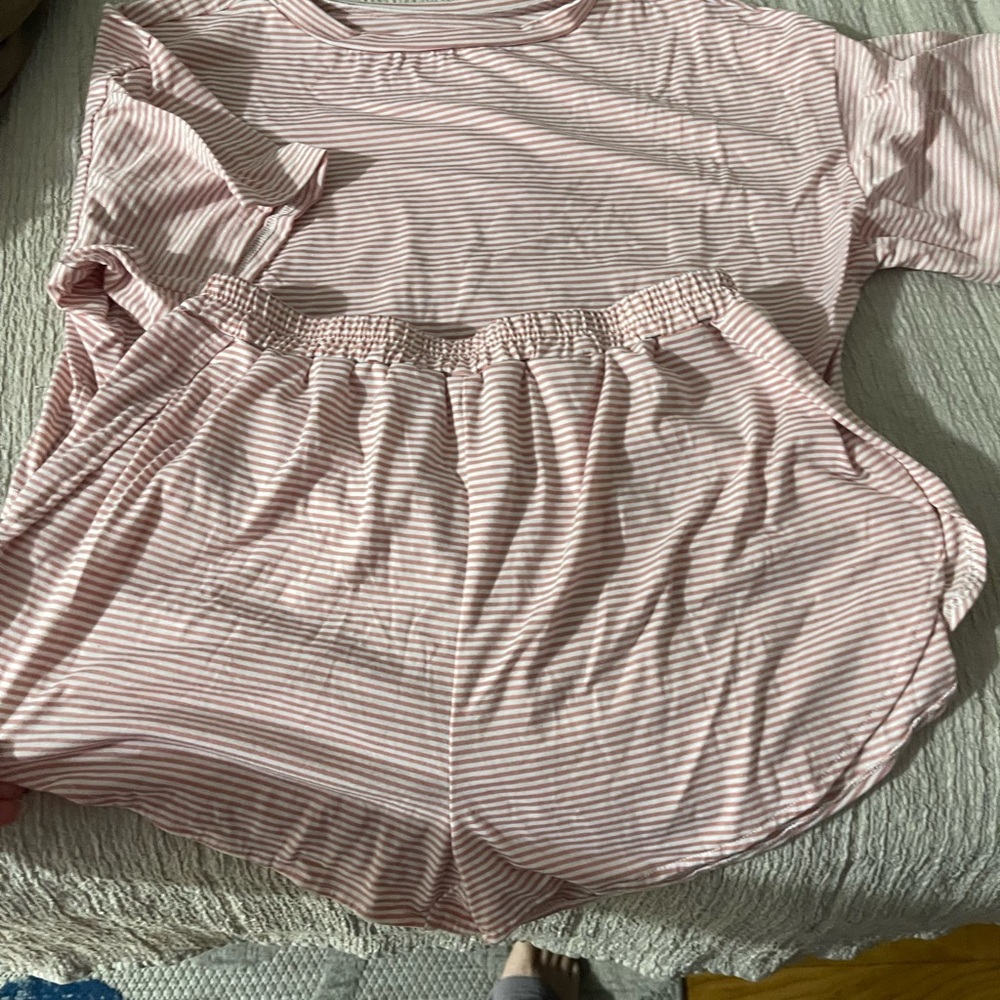 Pink Striped Loungewear Set